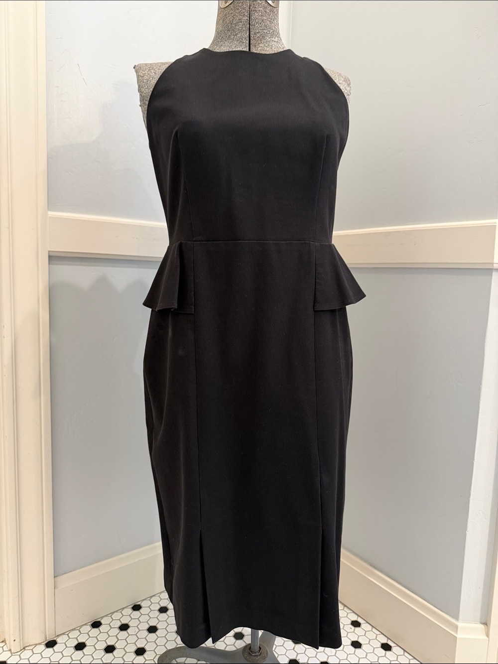 Banana Republic Black Sleeveless Peplum Midi Dress